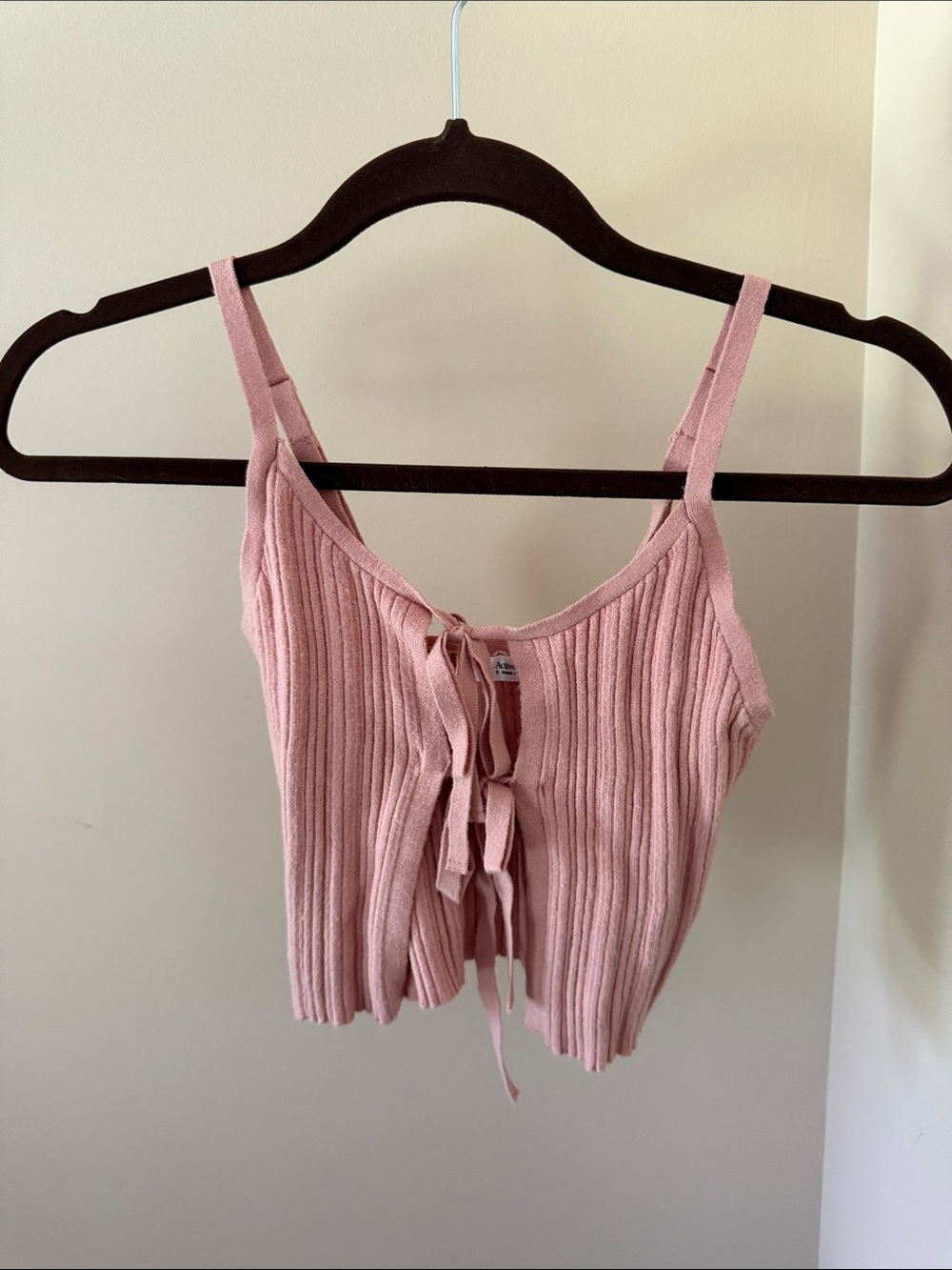 Ribbed Tie-Front Crop Top